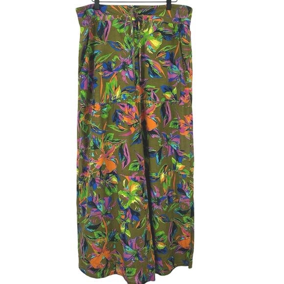 Nanette Lepore Other - Nanette Lepore Tropical Wide Leg Resort Silk Cover Up Pants Casual Size L